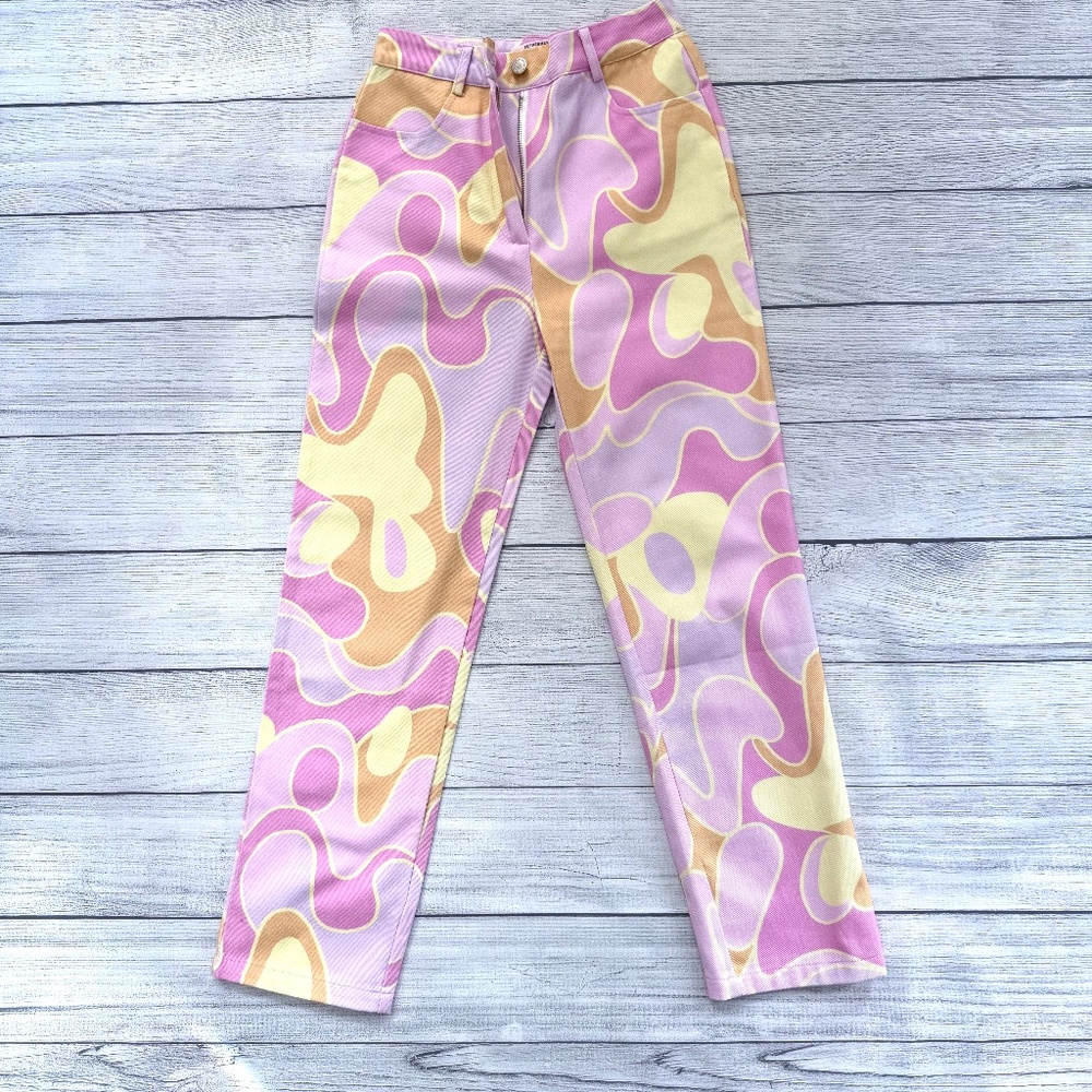 Peppermayo Psychedelic Retro 70s Style Straight Leg Pants/Jeans - 100% Cotton 4